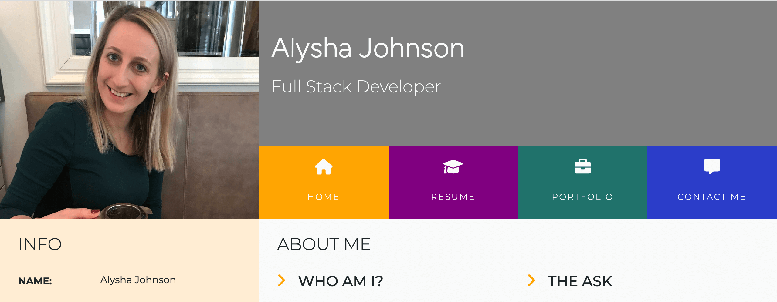 Image of Alysha Johnson's CV website